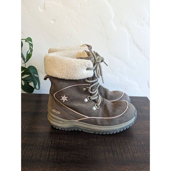 Columbia Lavela Youth Brown Sherpa Lined Winter Snow Boots - Size 4